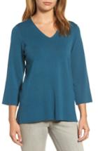 Women's Eileen Fisher Merino Wool V-neck Top - Blue/green