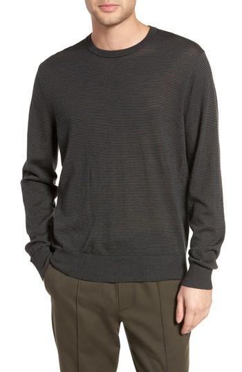 Men's Vince Regular Fit Pinstripe Wool Sweater - Black