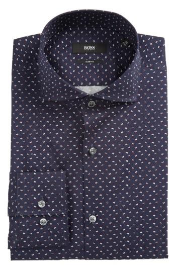 Men's Boss Jason Slim Fit Print Dress Shirt - Blue
