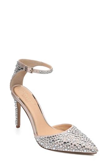 Women's Jewel Badgley Mischka Jimena Ankle Strap Pump M - Ivory