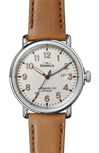 Men's Shinola The Runwell Leather Strap Watch, 41mm
