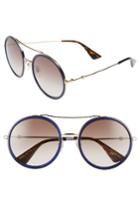 Women's Gucci 56mm Round Sunglasses - Glitter Blue/ Brown