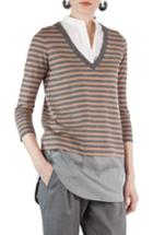 Women's Akris Punto Poplin Inset Stripe Sweater