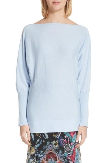 Women's Fuzzi Off The Shoulder Wool Sweater - Blue