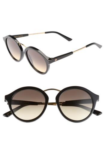 Women's Electric Mix Tape 52mm Gradient Round Sunglasses - Gloss Black/ Black Gradient