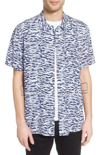 Men's Obey Uproar Print Woven Shirt - Blue