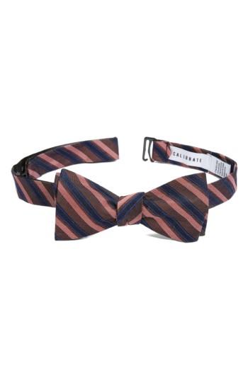 Men's Calibrate Stripe Silk Bow Tie, Size - Orange