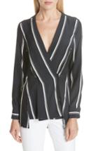 Women's Rag & Bone Debbie Stripe Silk Blouse, Size - Blue