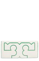 Tory Burch Serif Leather Clutch - White
