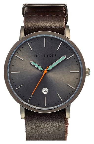 Men's Ted Baker London Leather Strap Watch, 40mm