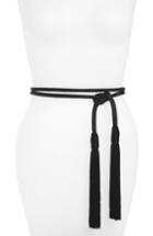 Women's Natasha Couture Tassel Metallic Rope Belt, Size - Black