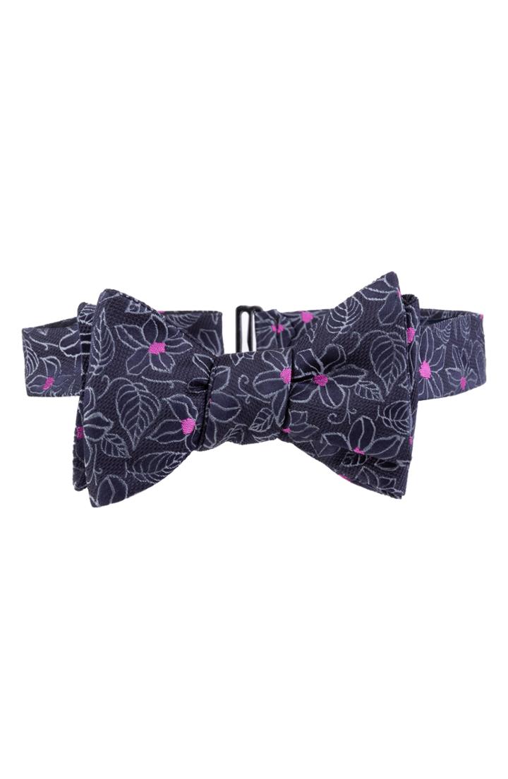 Men's Ted Baker London Flower Silk Bow Tie, Size - Black