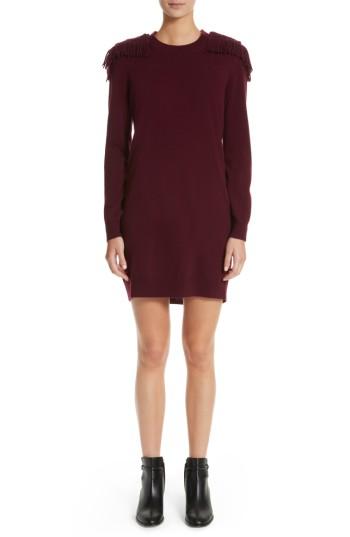 Women's Burberry Neto Wool & Cashmere Fringe Sweater Dress