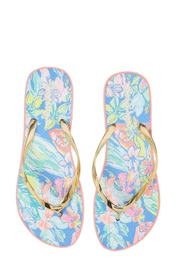 Women's Lilly Pulitzer Print Flip Flop /6 M - Blue