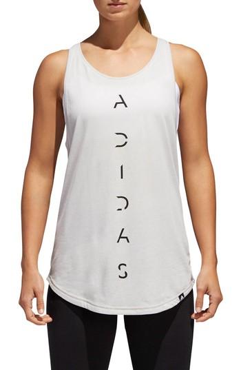Women's Adidas Vertical Logo Essential Tank - White