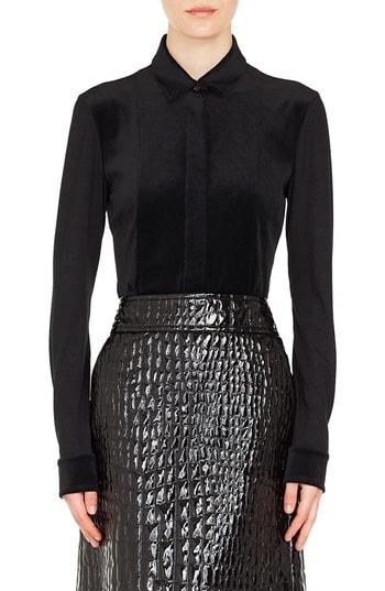 Women's Akris Punto Velvet Front Blouse - Black