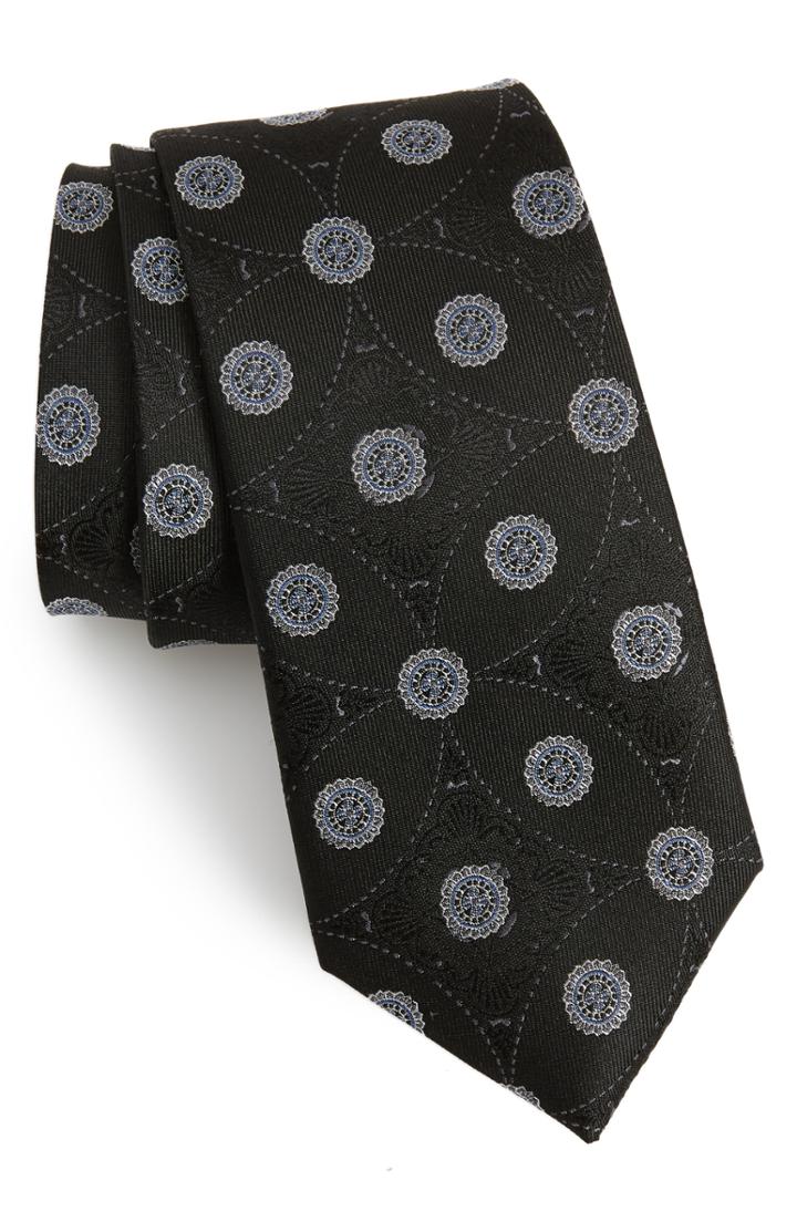 Men's Nordstrom Men's Shop Murray Medallion Silk Tie, Size - Black