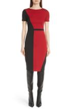 Women's St. John Collection Slanted Colorblock Milano Knit Sheath Dress - Red