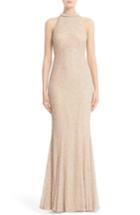 Women's Rachel Gilbert Hand Embellished Halter Mermaid Gown - Metallic