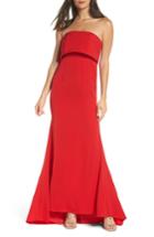 Women's Jarlo Blaze Strapless Foldover Bodice Mermaid Gown - Red
