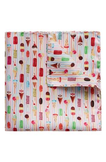 Men's Eton Ice Cream Print Silk Pocket Square, Size - Pink
