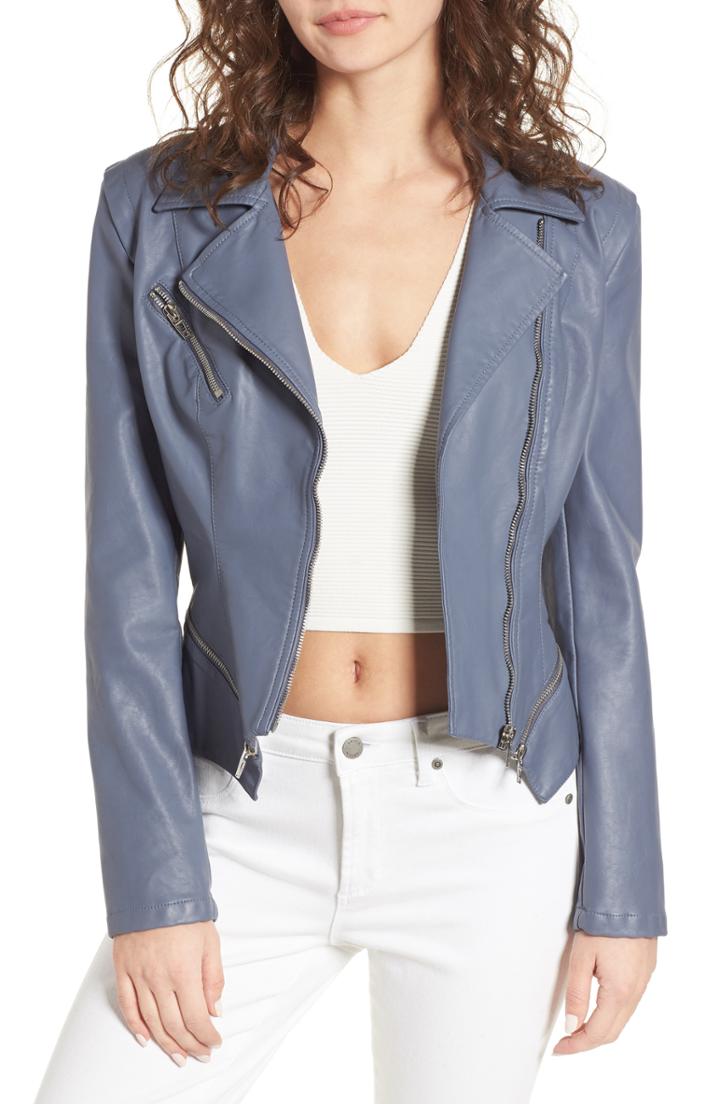 Women's Blanknyc Faux Leather Moto Jacket, Size - Grey