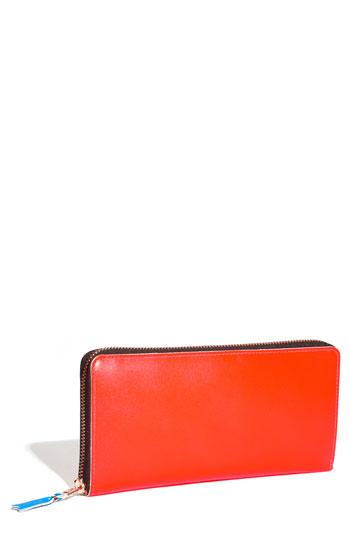 Women's Comme Des Garcons 'super Fluo' Continental Long Wallet - Orange