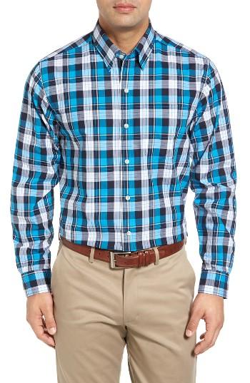 Men's Cutter & Buck Blue Lake Plaid Sport Shirt