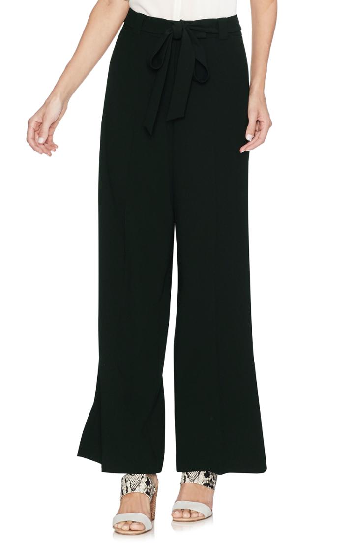 Women's Vince Camuto Parisian Crepe Belted Wide Leg Pants - Black