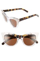 Women's Pared Puss & Boots 49mm Cat Eye Sunglasses - Clear/ Gold/ White Brown