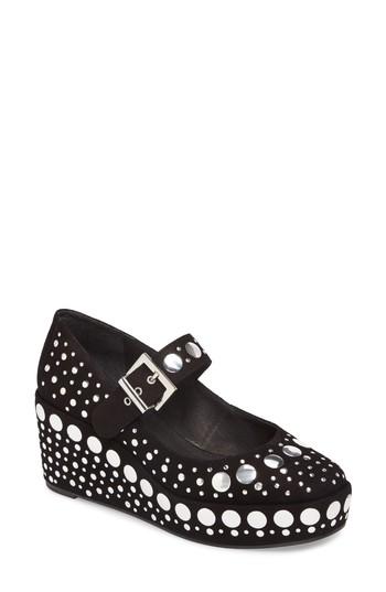 Women's Cecelia New York Giselle Studded Mary Jane Wedge M - Black
