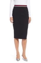Women's Halogen Stripe Waist Knit Pencil Skirt - Black