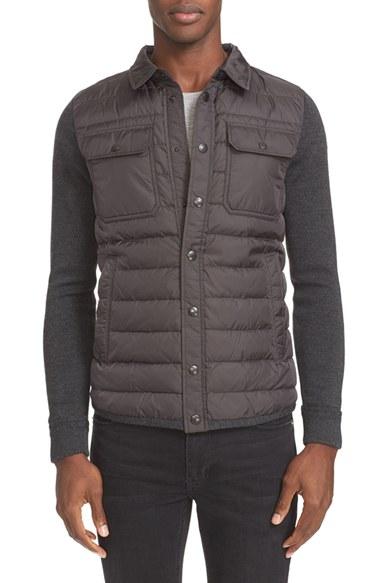 Men's Moncler Quilt Front Down Sweater Jacket