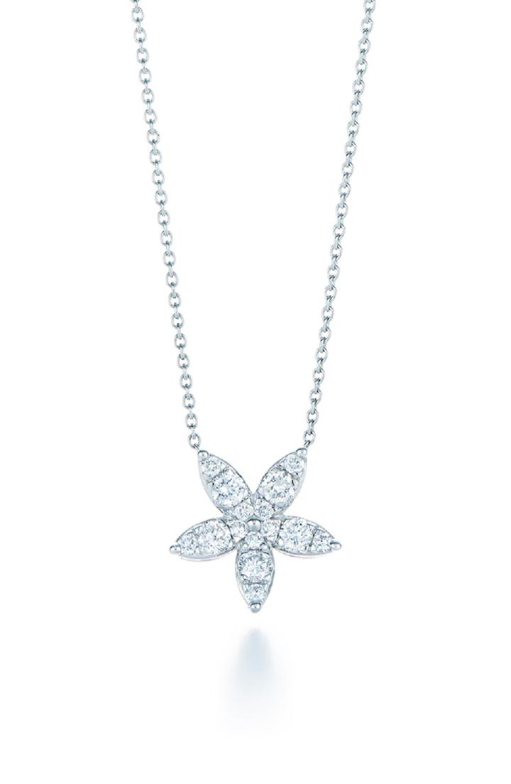 Women's Kwiat Sunburst Flower Diamond Pendant Necklace