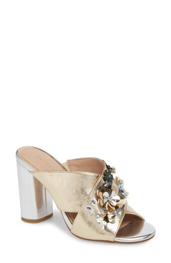 Women's Bcbg Fabia Sequin Flower Embellished Mule M - Metallic