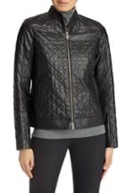 Women's Lafayette 148 New York Becks Quilted Lambskin Leather Moto Jacket, Size - Black