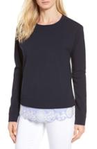 Women's Nordstrom Signature Woven Inset Ponte Knit Sweatshirt - Blue