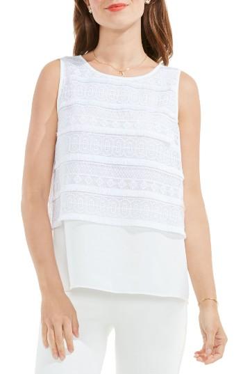Women's Vince Camuto Fringe Lace Double Layer Blouse