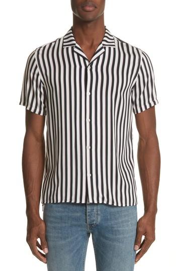 Men's The Kooples Stripe Camp Shirt - White