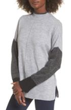 Women's Cotton Emporium Color Block Mock Neck Sweater - Grey