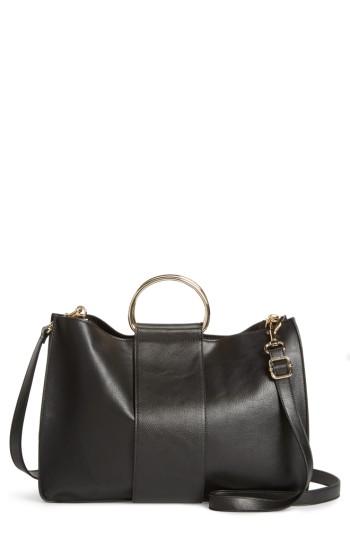 Bp. Metal Handle Faux Leather Satchel - Black
