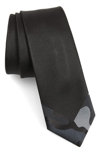 Men's Valentino Camo Tipped Silk Skinny Tie, Size - Grey