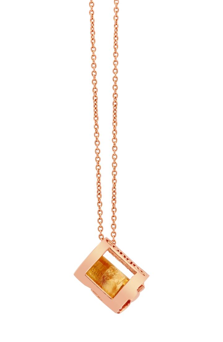 Women's Conges Focus & Success Citrine Initial Barrel Pendant Necklace