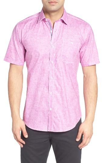 Men's Bugatchi Shaped Fit Solid Sport Shirt, Size - Purple