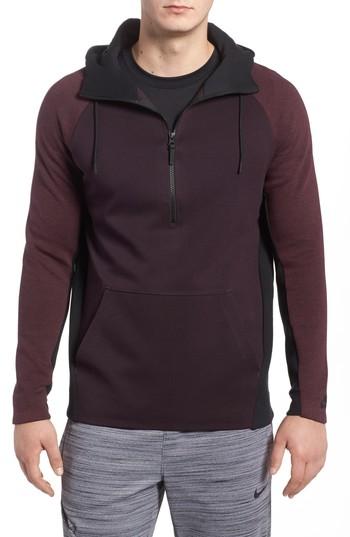 Men's Nike Half-zip Pullover Hoodie, Size - Burgundy