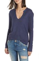 Women's Socialite Ribbed Split Neck Sweater - Blue