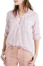 Women's Madewell Terrace Stripe Lace-up Shirt, Size - White