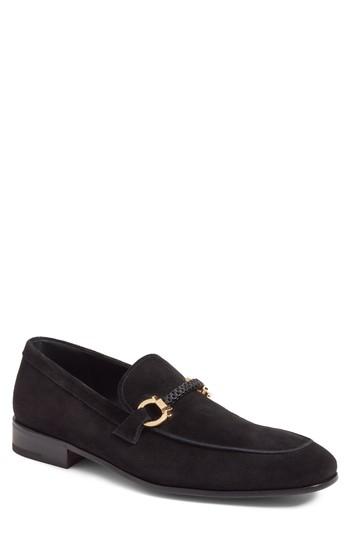 Men's Salvatore Ferragamo Cross Bit Loafer E - Black