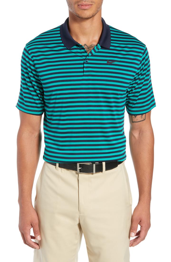 Men's Nike Dry Victory Stripe Polo, Size - Green