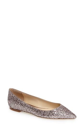 Women's Jimmy Choo Romy Glitter Flat Us / 40eu - Pink
